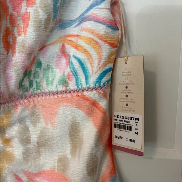 NWT Cosita Linda Sweet Sunset Beaded Plunge One Piece Swimsuit | Medium | Luxury - Picture 7 of 8